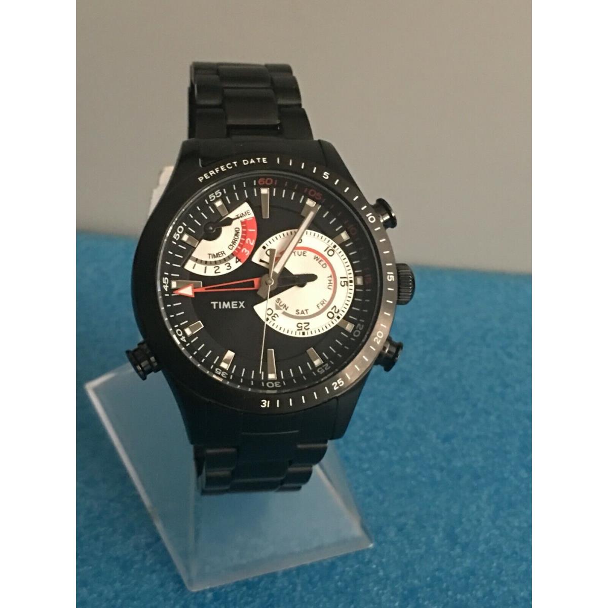 Timex TW 2P72800 Men`s Intelligent Chronograph Black Stainless Steel Watch