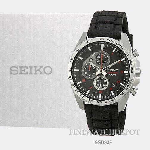 Seiko Essentials Analog Quartz Chronograph Silicone Strap Watch SSB325