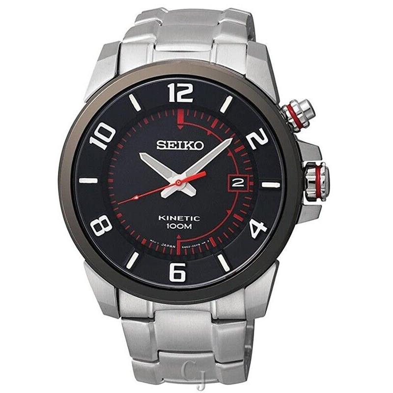 Seiko Kinetic Stainless Steel Black Dial SKA553