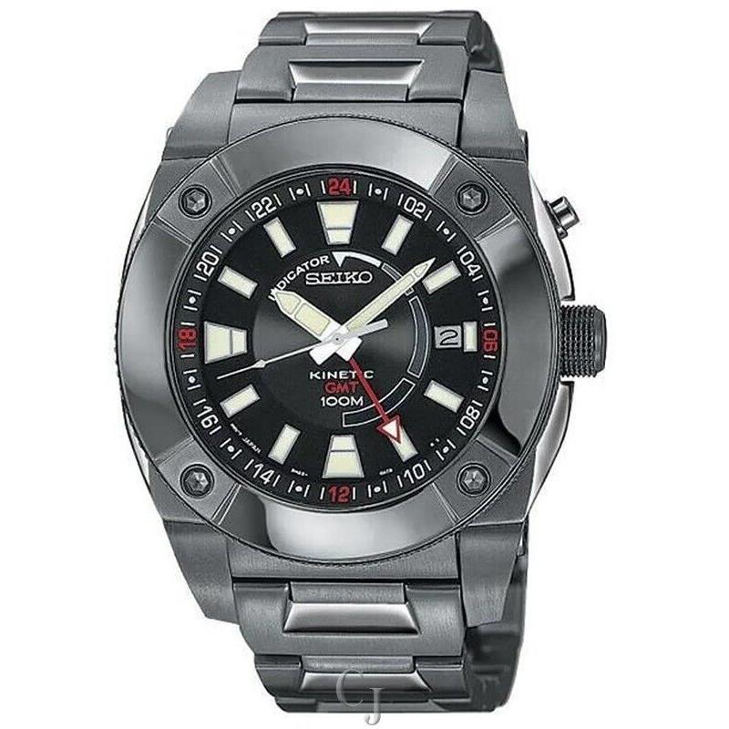 Seiko Kinetic Gmt Black Ion Black Dial SUN007