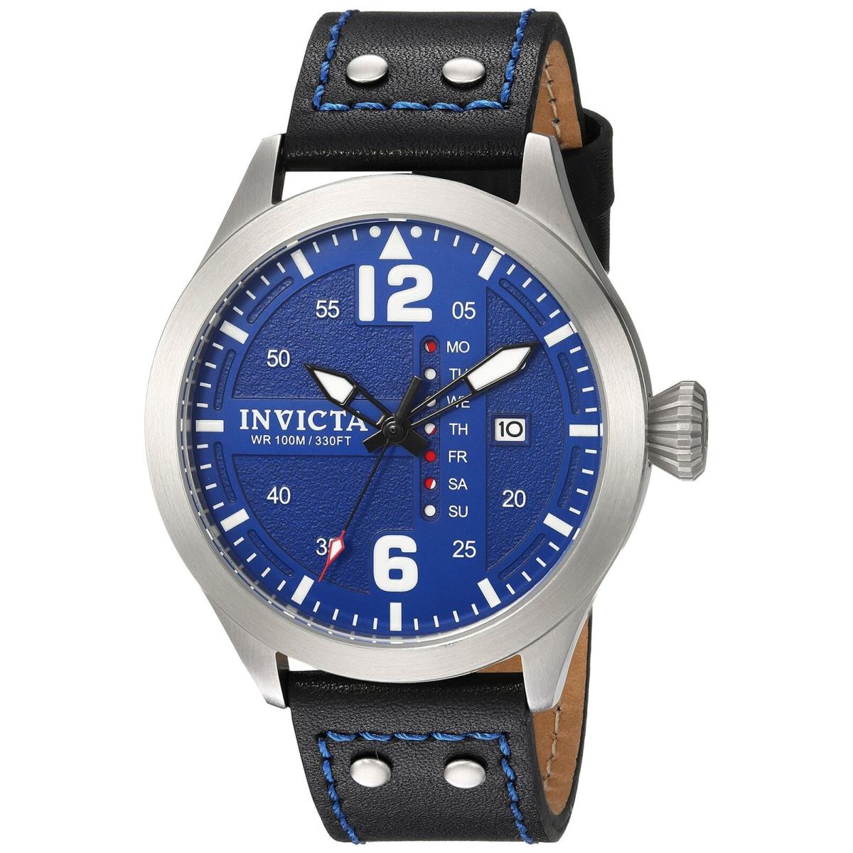 Invicta 22183 Men`s `i-force` Blue Dial Black Leather Strap Watch