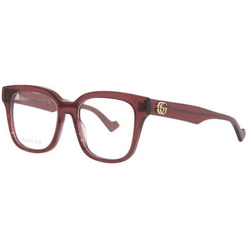 Gucci GG0958O 006 Eyeglasses Women`s Burgundy Full Rim Square Optical Frame 52mm