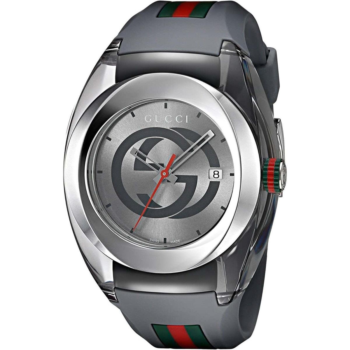 Gucci YA137109 Sync 46MM Unisex Multicolored Silicone Watch - Dial: Gray, Band: Gray