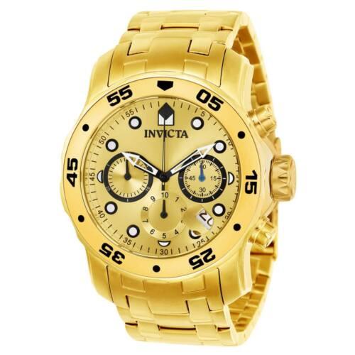 Invicta Men`s Watch Pro Diver Scuba Chronograph Gold Tone Dial Bracelet 21924 - Gold , Gold Dial, Yellow Band