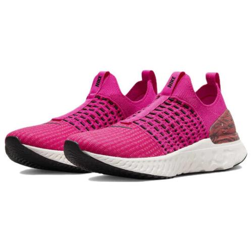 Nike React Phantom Run Flyknit 2 DQ7649-600 Women`s Pink Prime Zebra Shoes NY80