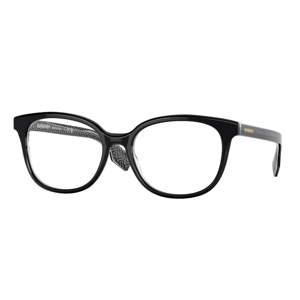 Burberry Eyeglasses B 2291 3977 53-17 Black Print TB Crystal Pattern Frames