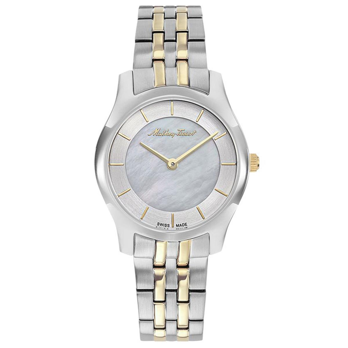 Mathey Tissot Women`s Tacy White Dial Watch - D949BYI - Dial: White, Band: Silver, Bezel: Silver