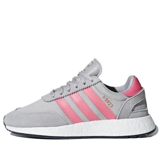 Adidas I-5923 CQ2528 Women`s Gray Chalk Pink Running Shoes Size US 10.5 HS4109