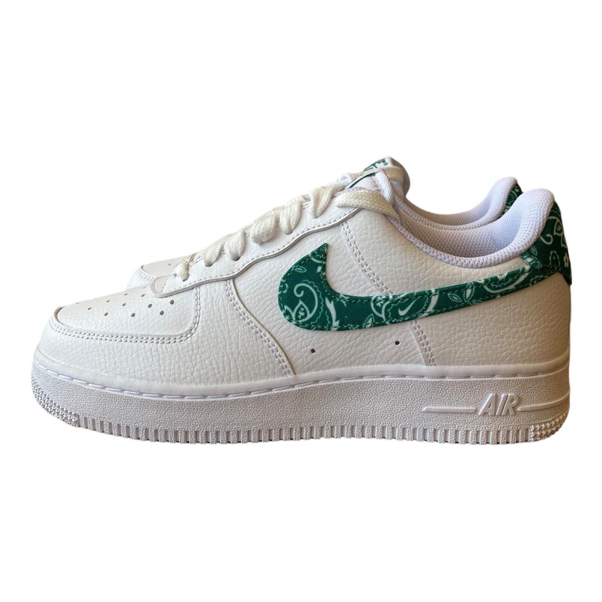 Nike Air Force 1 Low `07 Essential White Green Paisley Shoes DH4406-102 Size 7