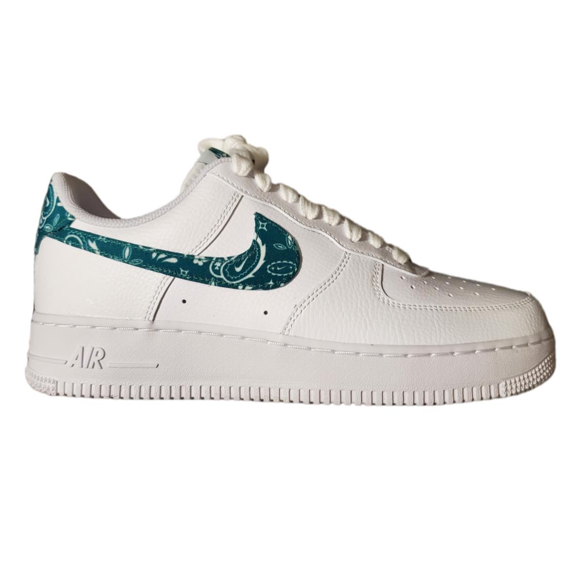Nike Womens Air Force 1 Low 07 Ess Green Paisley Size 9.5 Casual Shoe DH4406-102 - White