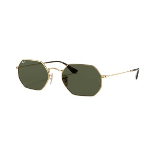 Ray-ban Gold Octagonal Metal Green Unisex Sunglasses RB3556N 001 53 - Frame: Gold, Lens: Green