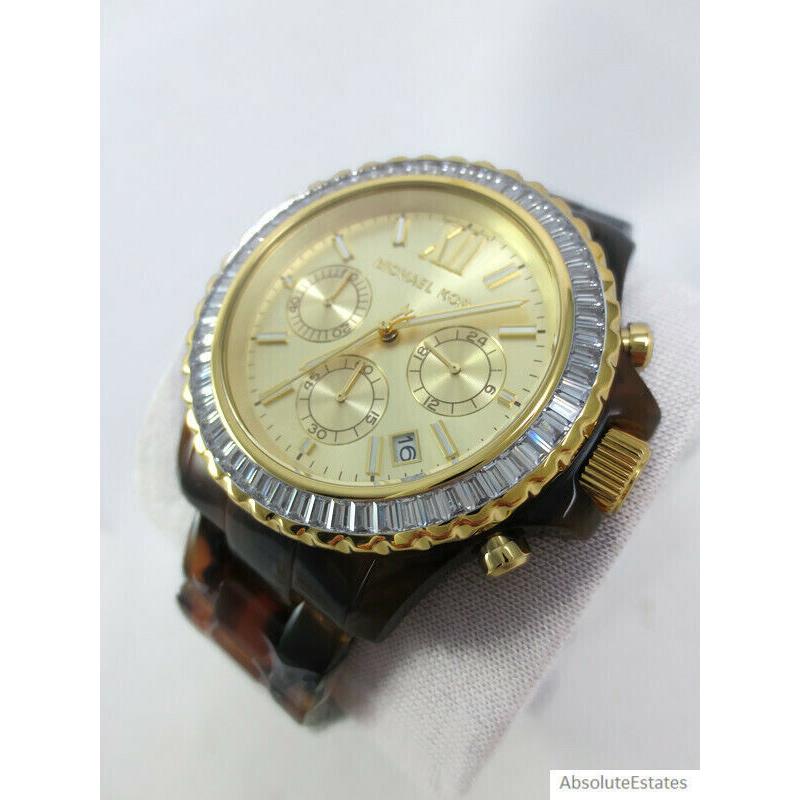 Michael Kors Everest Tortoise Brown Aceteate Chronograph Watch MK7239