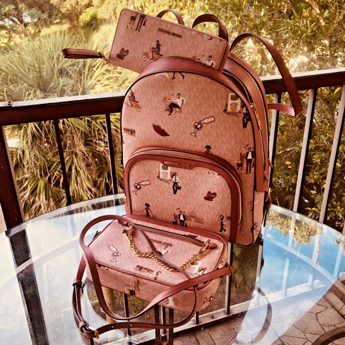 Michael Kors Jet Set Girls Jaycee Large Backpack+wallet+chain