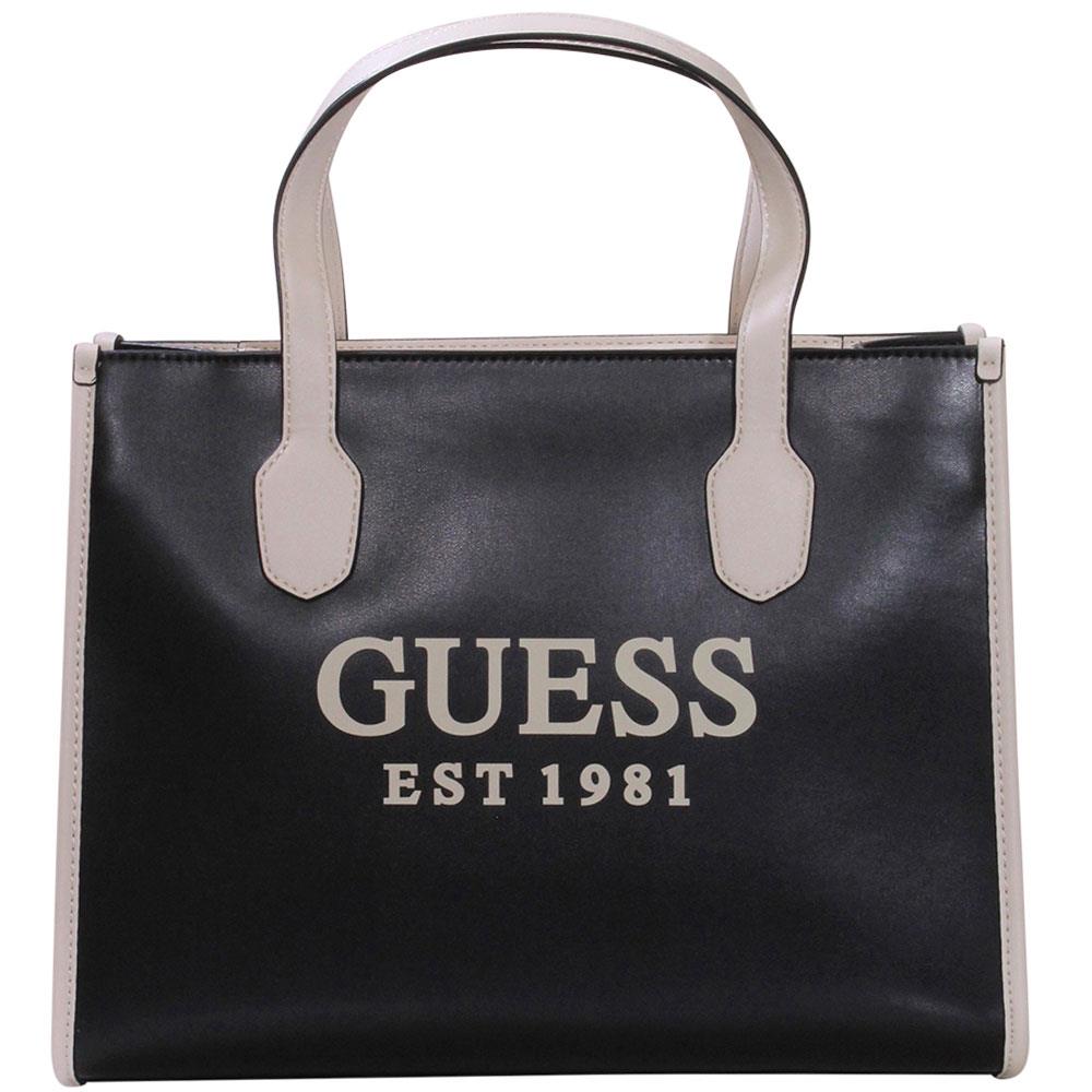 Guess Women`s Silvana Handbag 2-Compartment Pockets Tote Bag Black