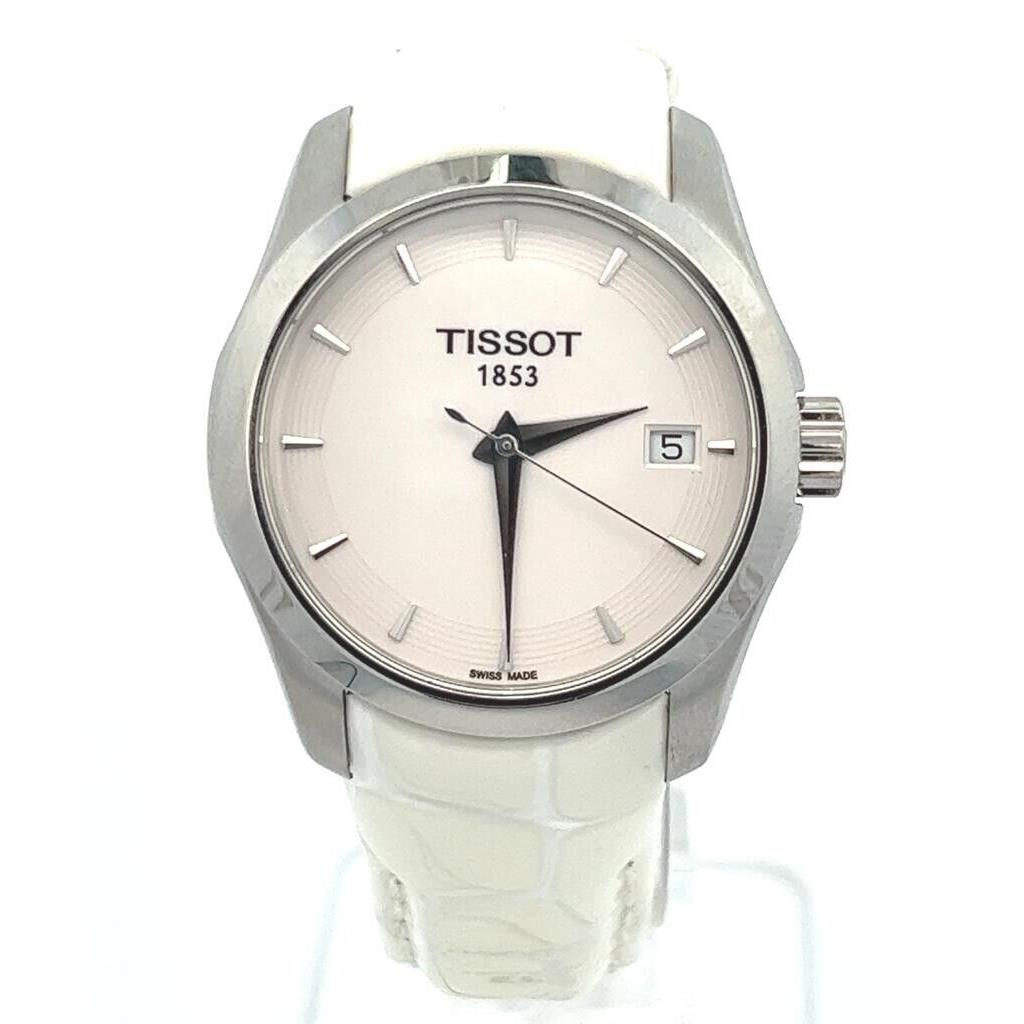 Tissot Women`s T0352101601100 Couturier Analog Display White - White Dial, White Band, Silver Bezel