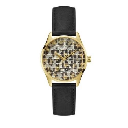 Guess GW0481L1 Gold Tone Case Black Leather Watch