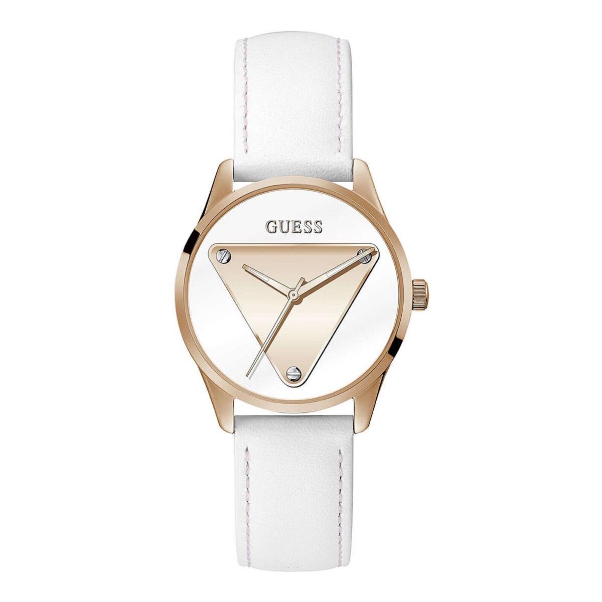 Guess Emblem GW0399L2 Leather White Gold Rose Ladies Watch