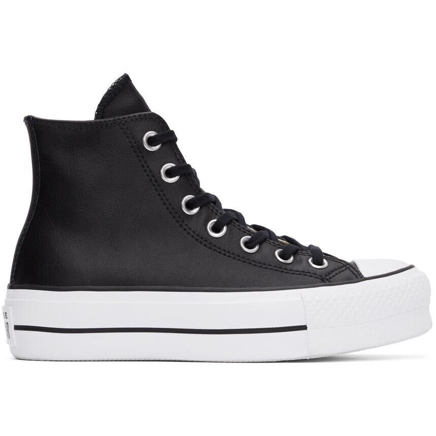 Converse Chuck Taylor All Star Lift Platform Leather High-top Women`s Shoes Black