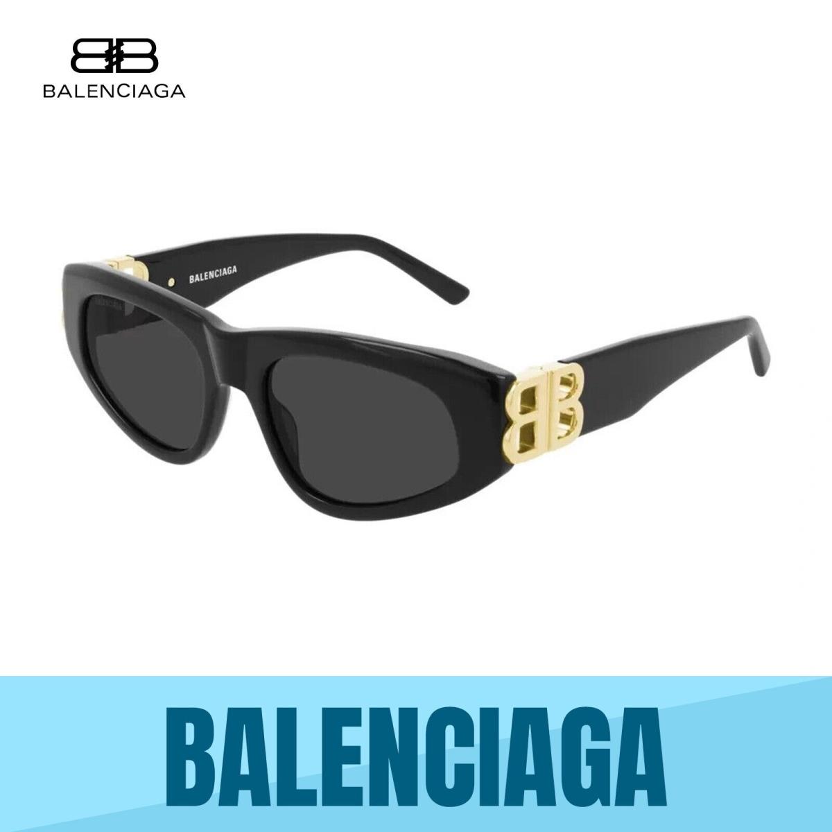 Balenciaga BB0095S 001 Black Gold - Grey Lens Women Sunglasses 53MM