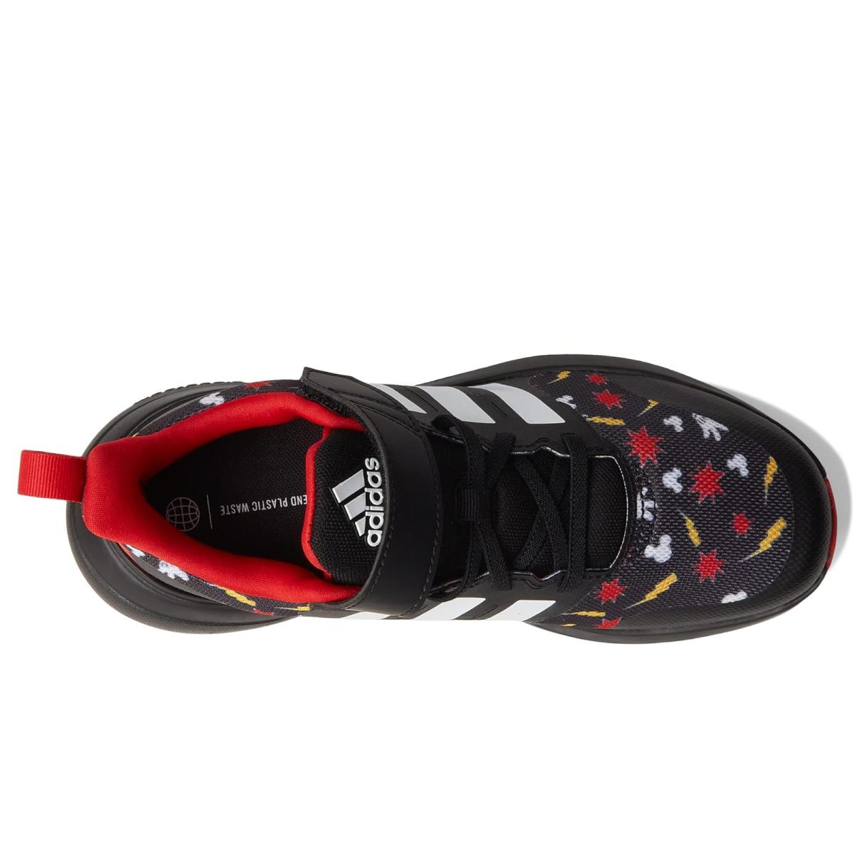 Boy`s Shoes Adidas Kids Fortarun 2.0 Mickey Mouse Elastic Little Kid/big Kid - Black/Bold Gold/Better Scarlet