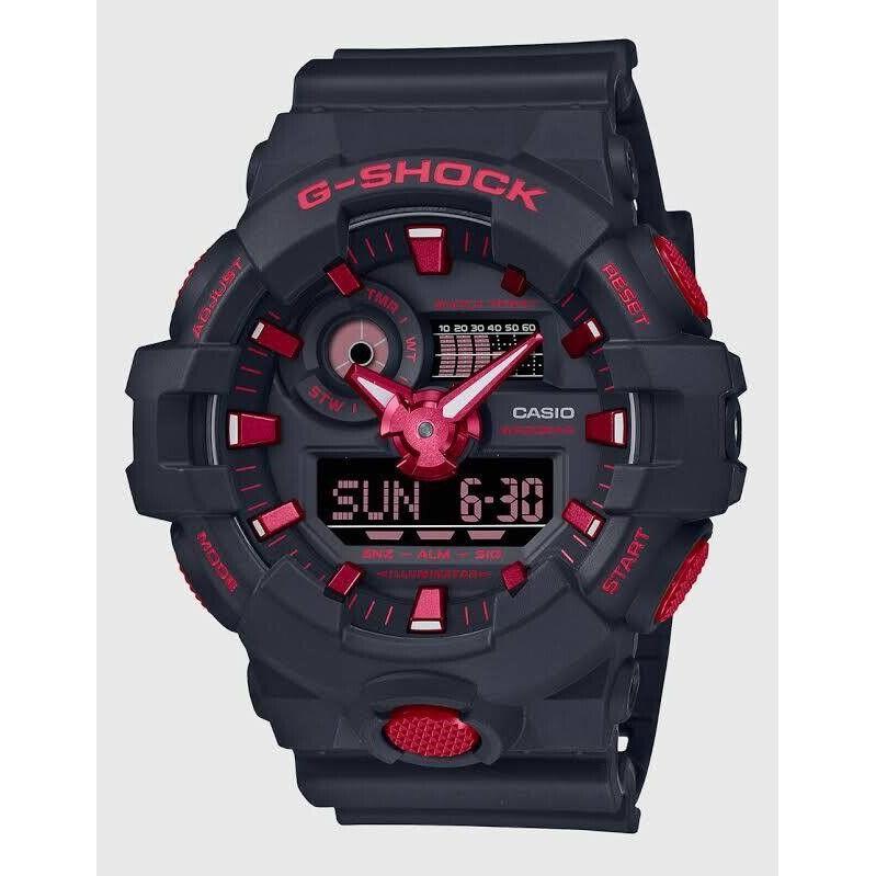 Casio G-shock Analog-digital Black Dial with Red Accent Men`s Watch GA700BNR-1A