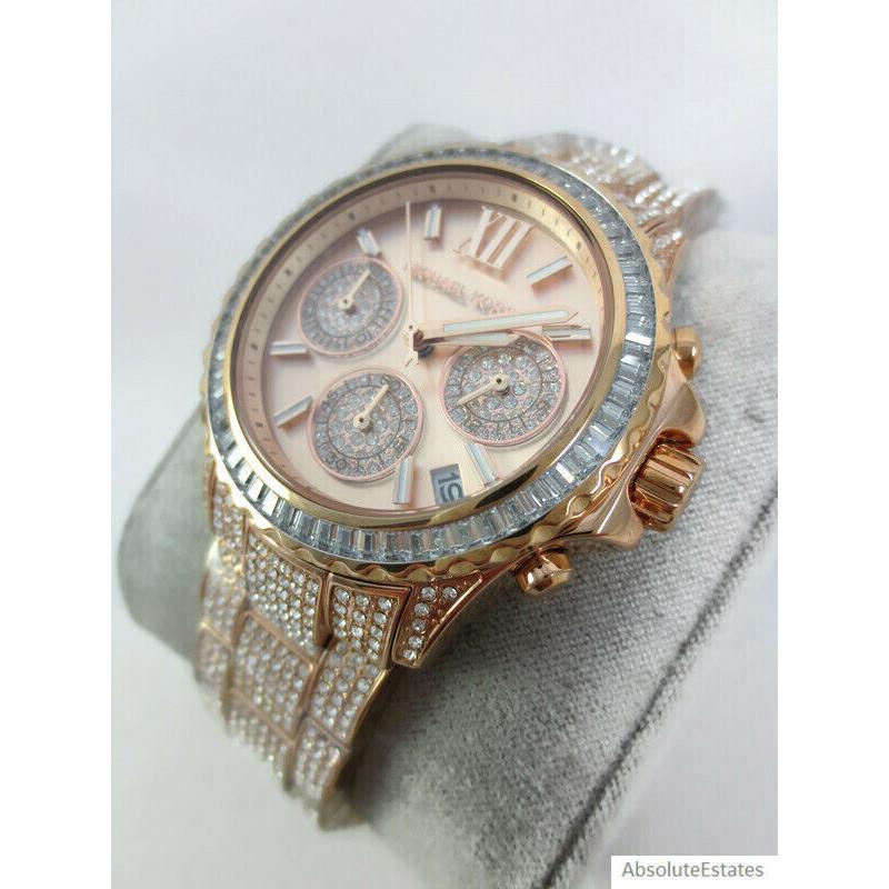 Michael Kors Everest Crystal Rose Gold Pave Chronograph Watch MK7235