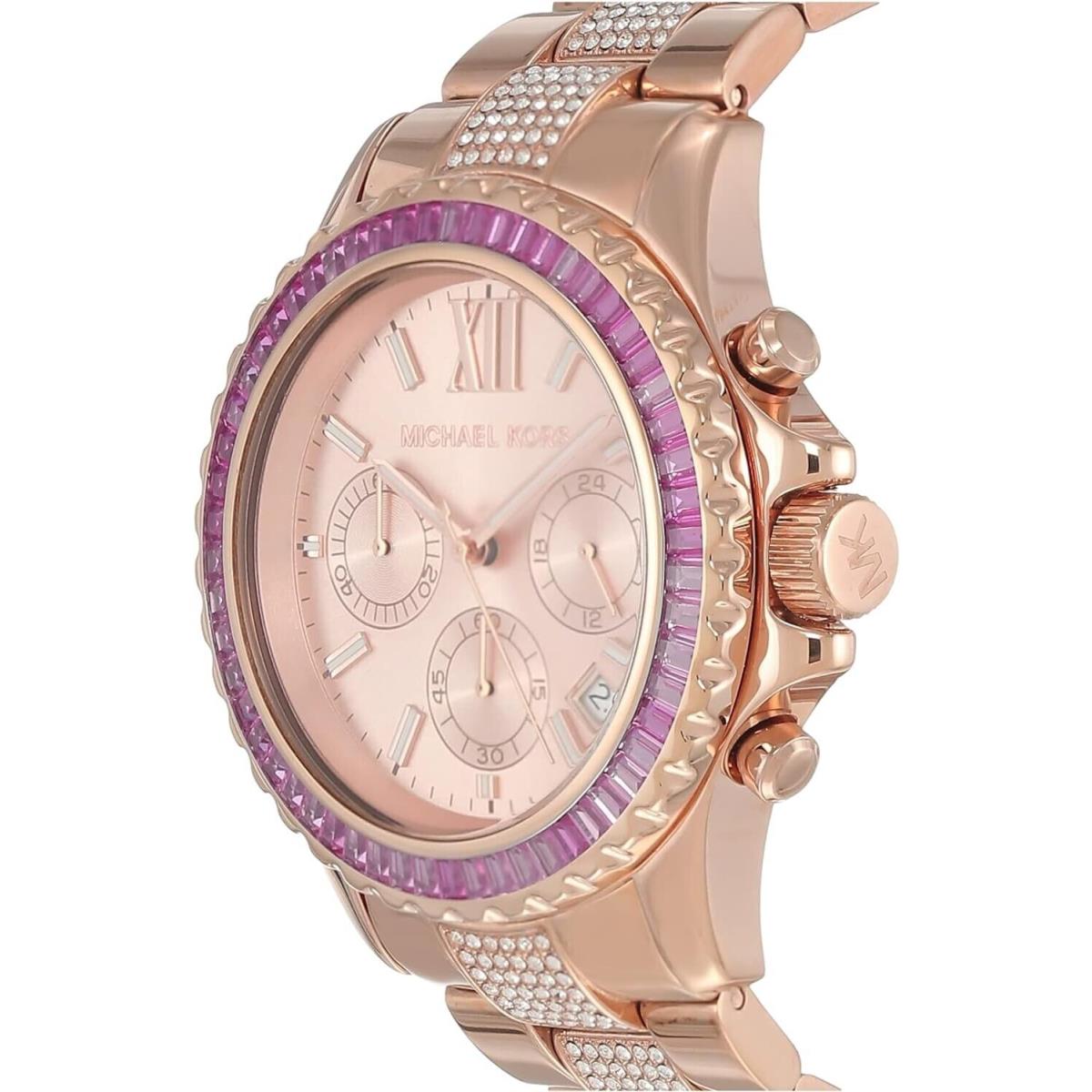 Michael Kors Everest Women`s Rose Gold Pink Stainless Chronograph Watch MK7211 - Dial: Rose Gold, Band: Rose Gold, Bezel: Pink