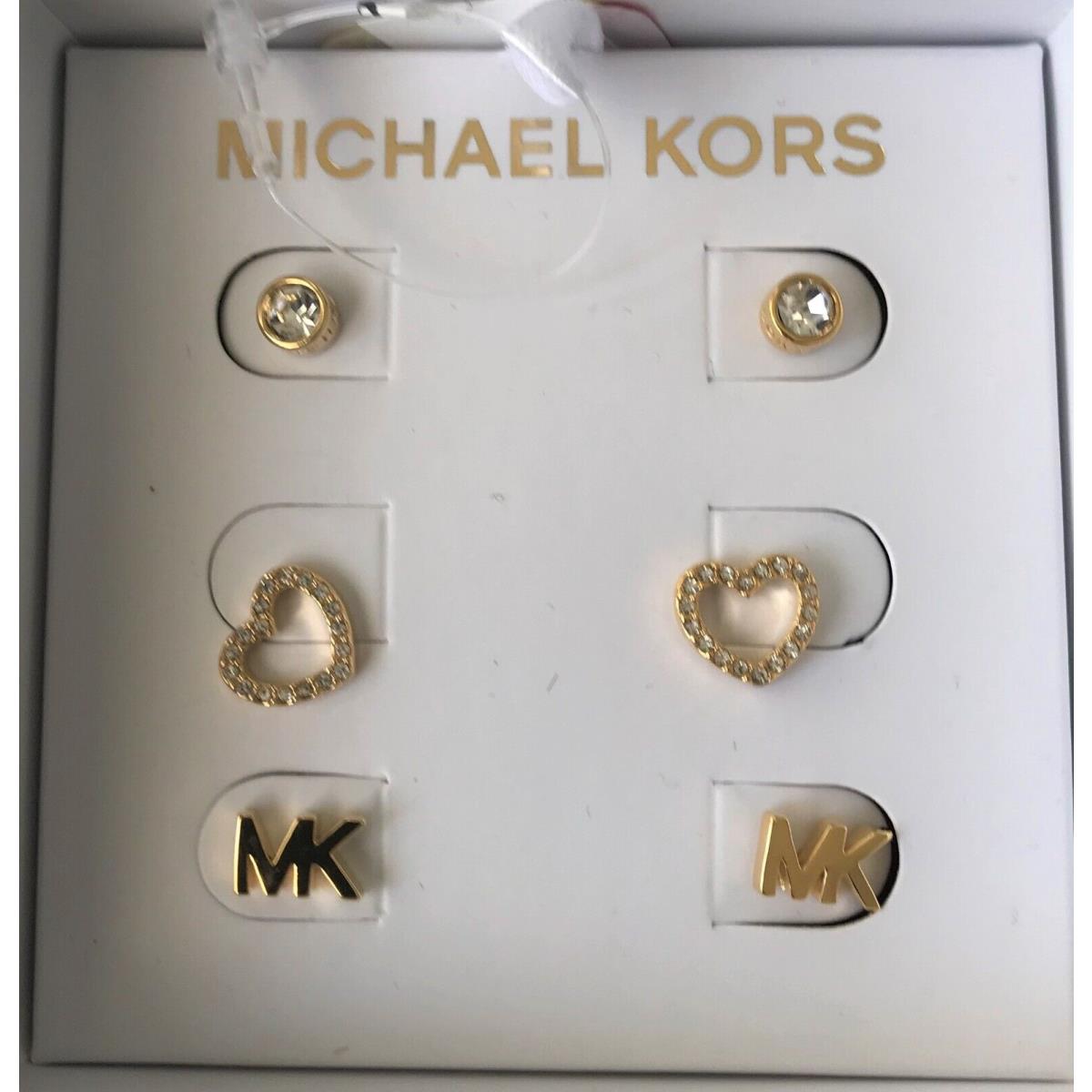 Michael Kors 3 Set MK Logo/crystal/heart Shape Stud Earrings MKJX7773710