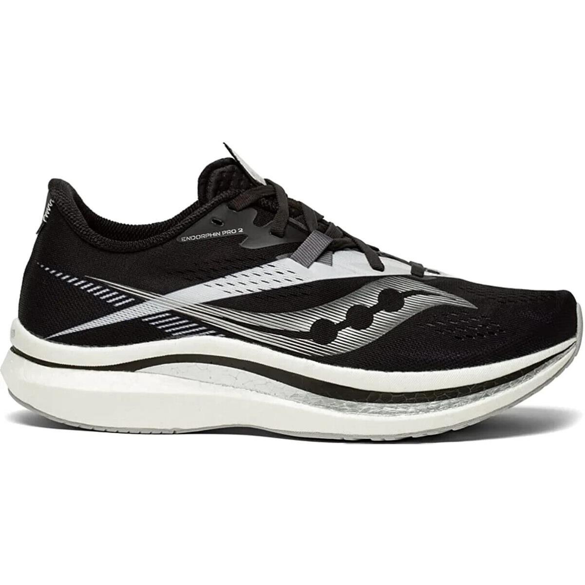 Saucony Men`s S20687-10 Endorphin Pro 2 Running Shoes Black/white 7 M US - Black/White