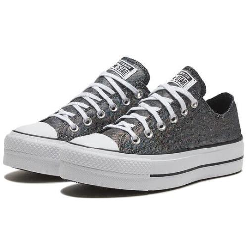 Converse Chuck Taylor All Star Lift 568629C Women`s Athletic Sneakers Shoes C604 - Metallic Silver/White