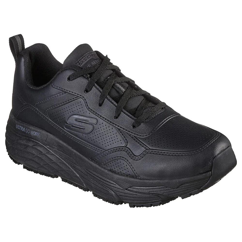 Skechers Black Shoes Work Men Memory Foam Slip Resistant Max Cushion Soft 200078