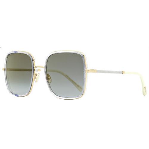 Jimmy Choo Square Sunglasses Jayla Lojfq Gold/crystal/white 57mm - Frame: Gold/Crystal/White, Lens: Gray Gradient/Gold Flash