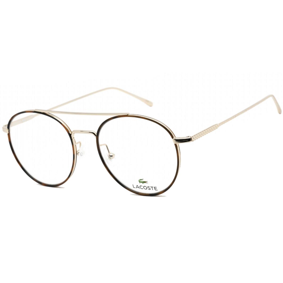 Lacoste Unisex Eyeglasses Gold and Havana Aviator Shaped Metal Frame L2250 714