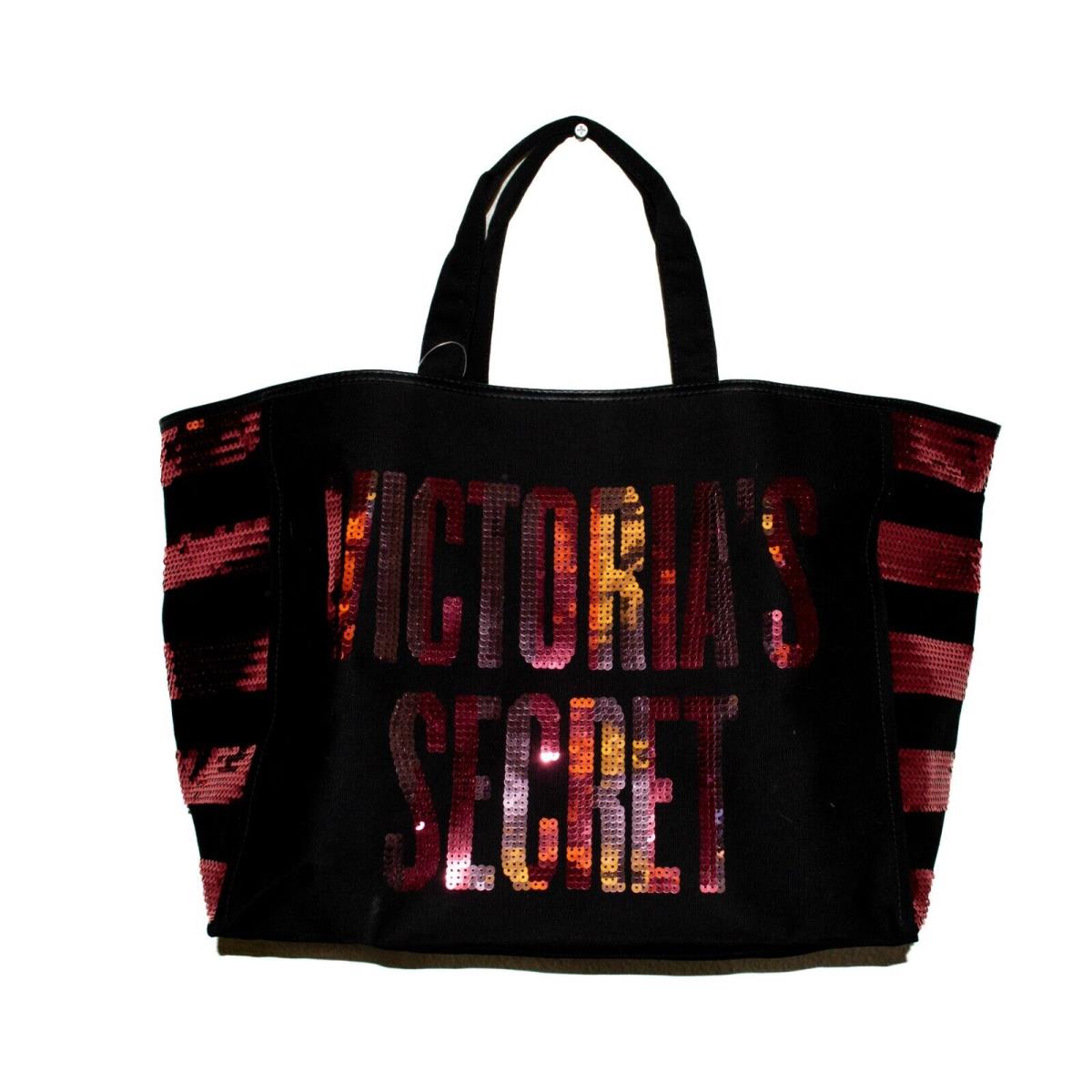 Victoria`s Secret Limited Edition Black Canvas Sequined Large Tote Bag
