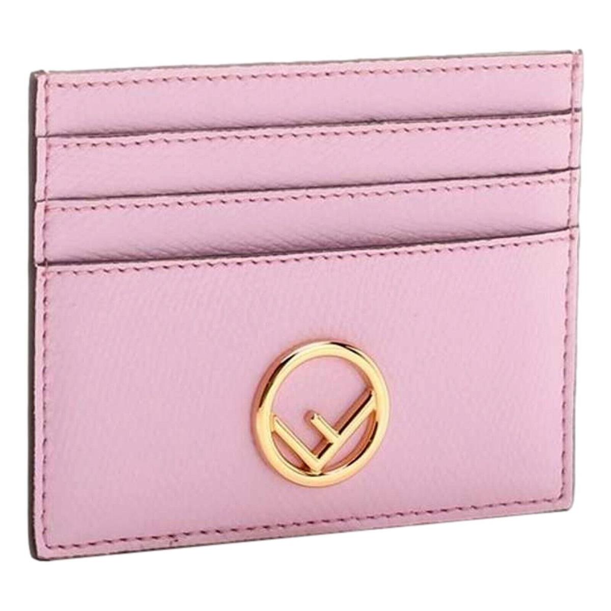 Fendi F Logo Lavanda Pink Leather Card Case Wallet 8M0445