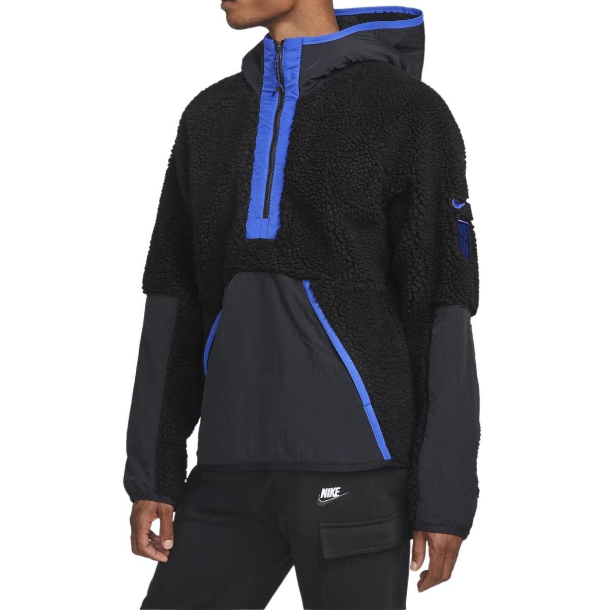 Nike U.s.a. Soccer Loose Fit 1/2 Zip Sherpa Fleece Hoodie DH4910-010