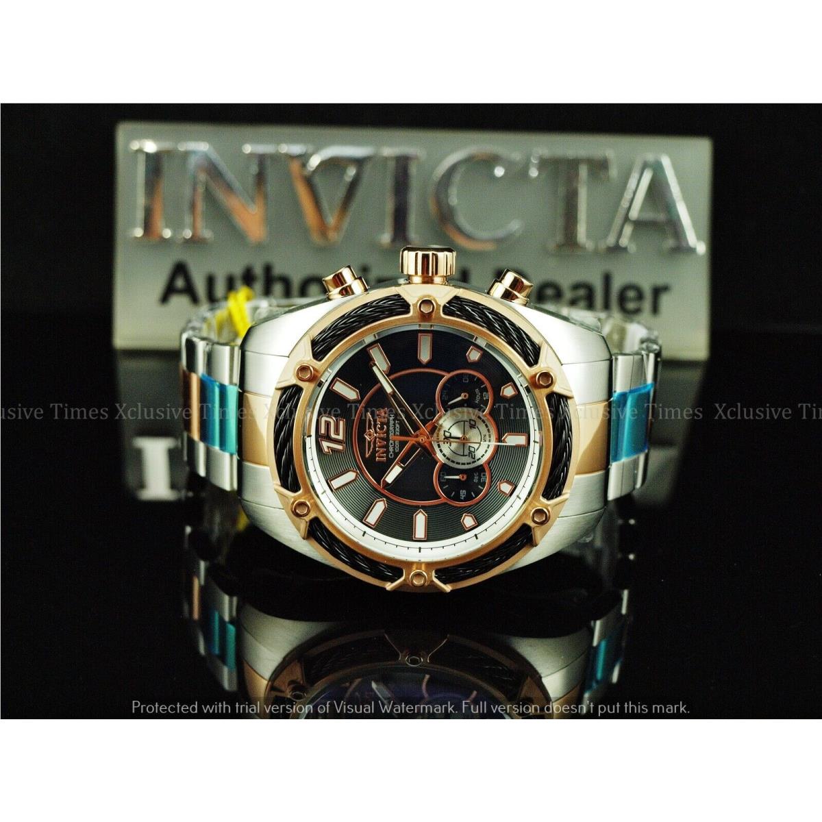 Invicta Men`s 52mm Bolt JS50 Chronograph 18KRGIP Blk Dial Bracelet SS Watch