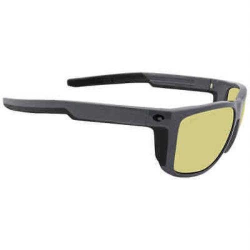 Costa Del Mar Ferg Polarized Sunrise Silver Mirror Glass Square Men`s Sunglasses - Gray Frame, Yellow Lens