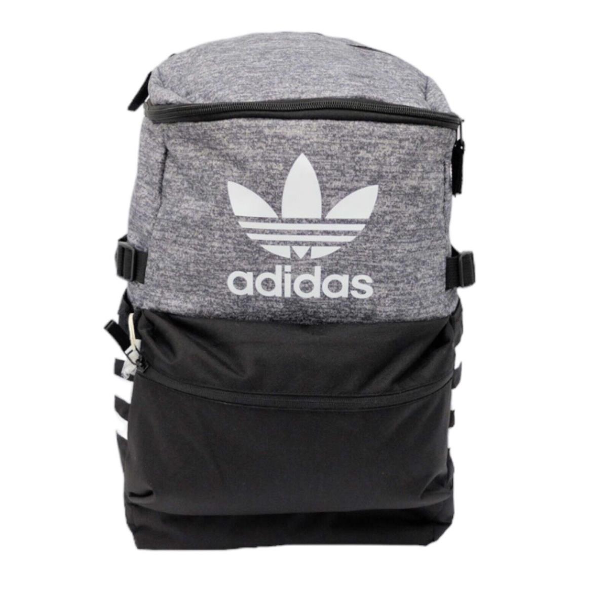 Adidas Ori Classic Zip Top Backpack Black and Grey -book Bag
