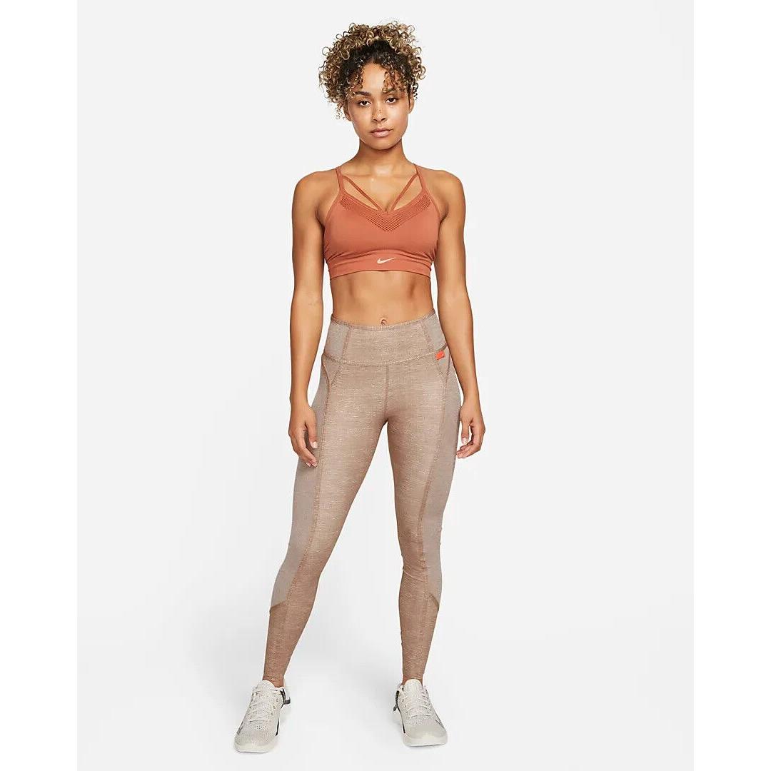 Nike One Luxe Women`s Mid-rise Heathered Leggings L Archaeo Brown/heather