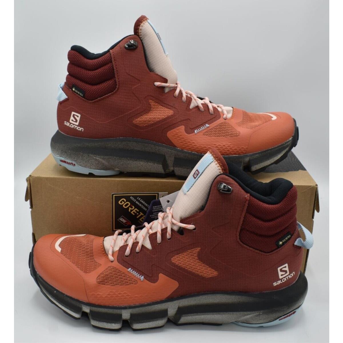 Salomon Womens Size 9.5 Predict Hike Mid Gtx Gore-tex Orange Brown Hiking Shoes