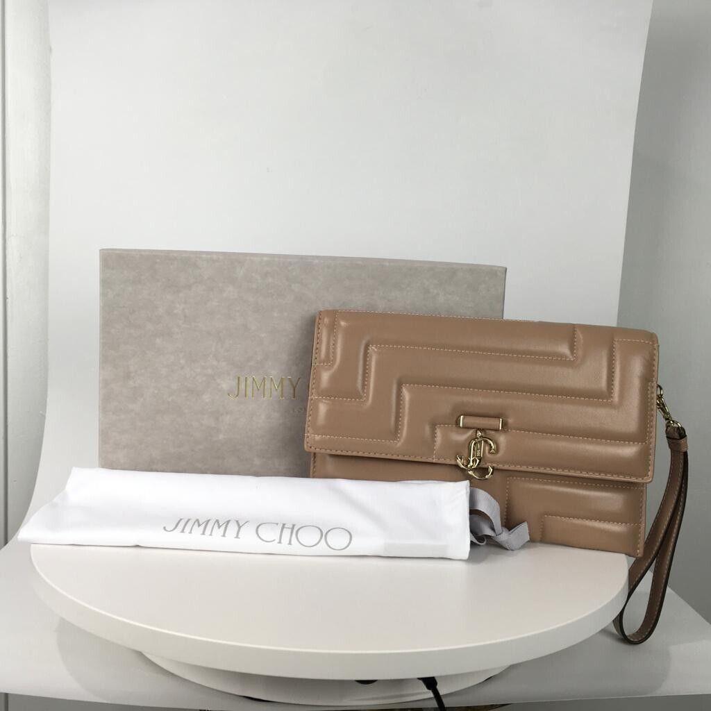 Jimmy Choo Squared Avenue Envelope Ballet Pink Light Gold Color Casual gi05