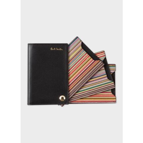 Paul Smith Leather Signature Stripe Pivot Card Wallet Made in Italy