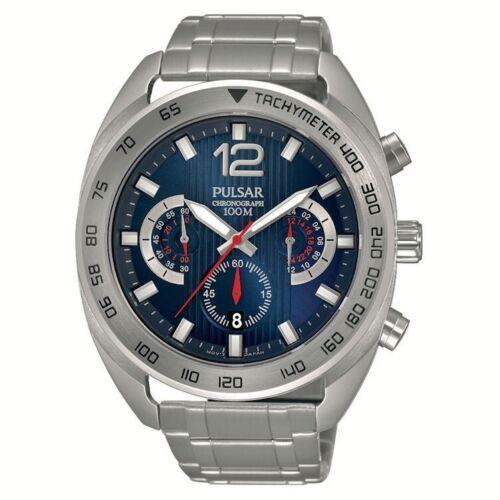 Pulsar On The Go Chronograph Stainless Steel Blue Face Casual Wrist Watch