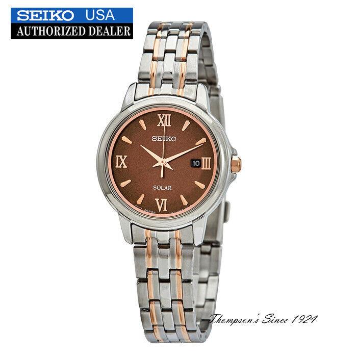 Seiko Women`s Essentials Brown Dial Silver Bracelet Watch SUT349