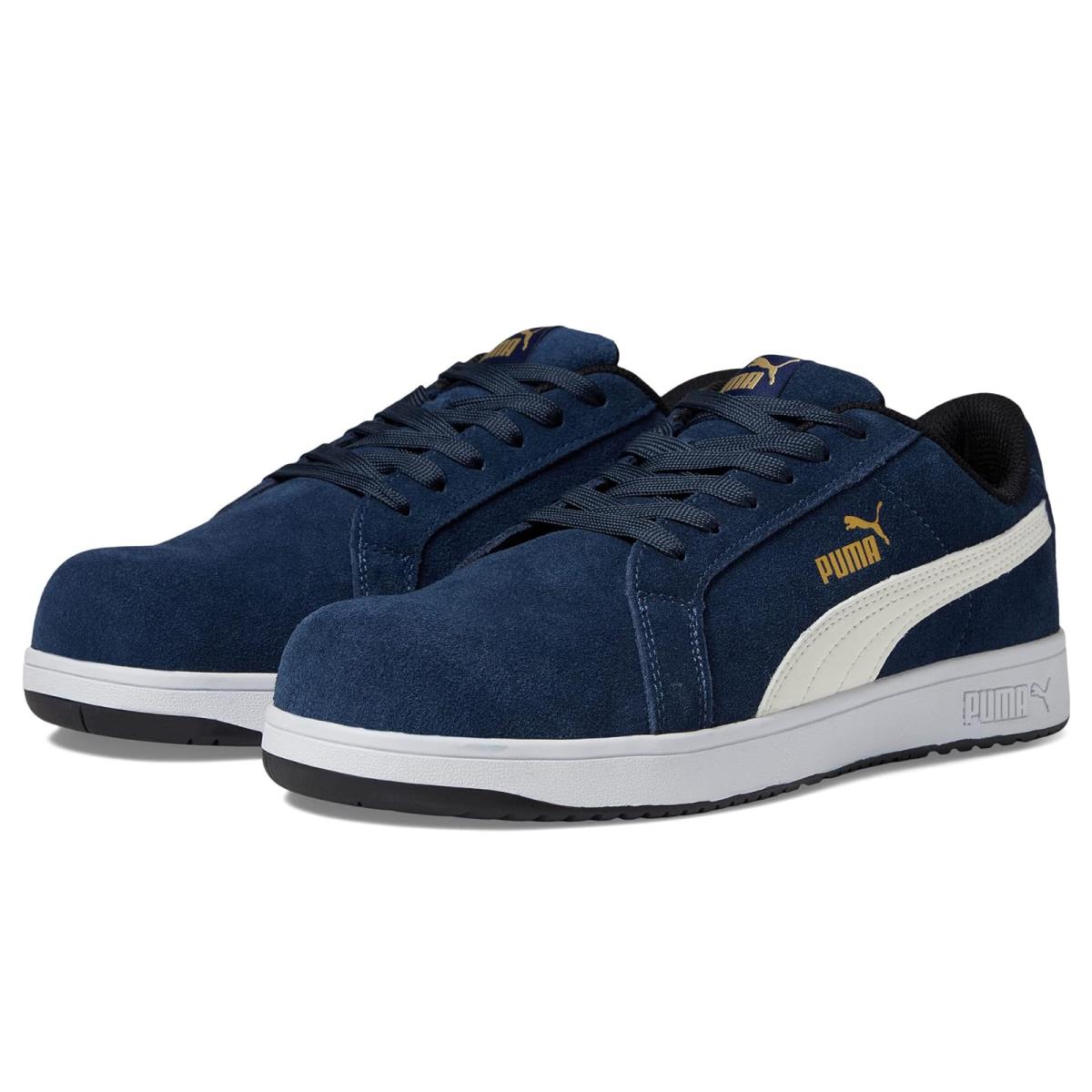 Man`s Sneakers Athletic Shoes Puma Safety Iconic Suede Low Astm EH Navy/White