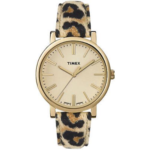 Timex TW2P69800 Animal Instincts Women`s Analog Gold-tone Watch Leather Strap
