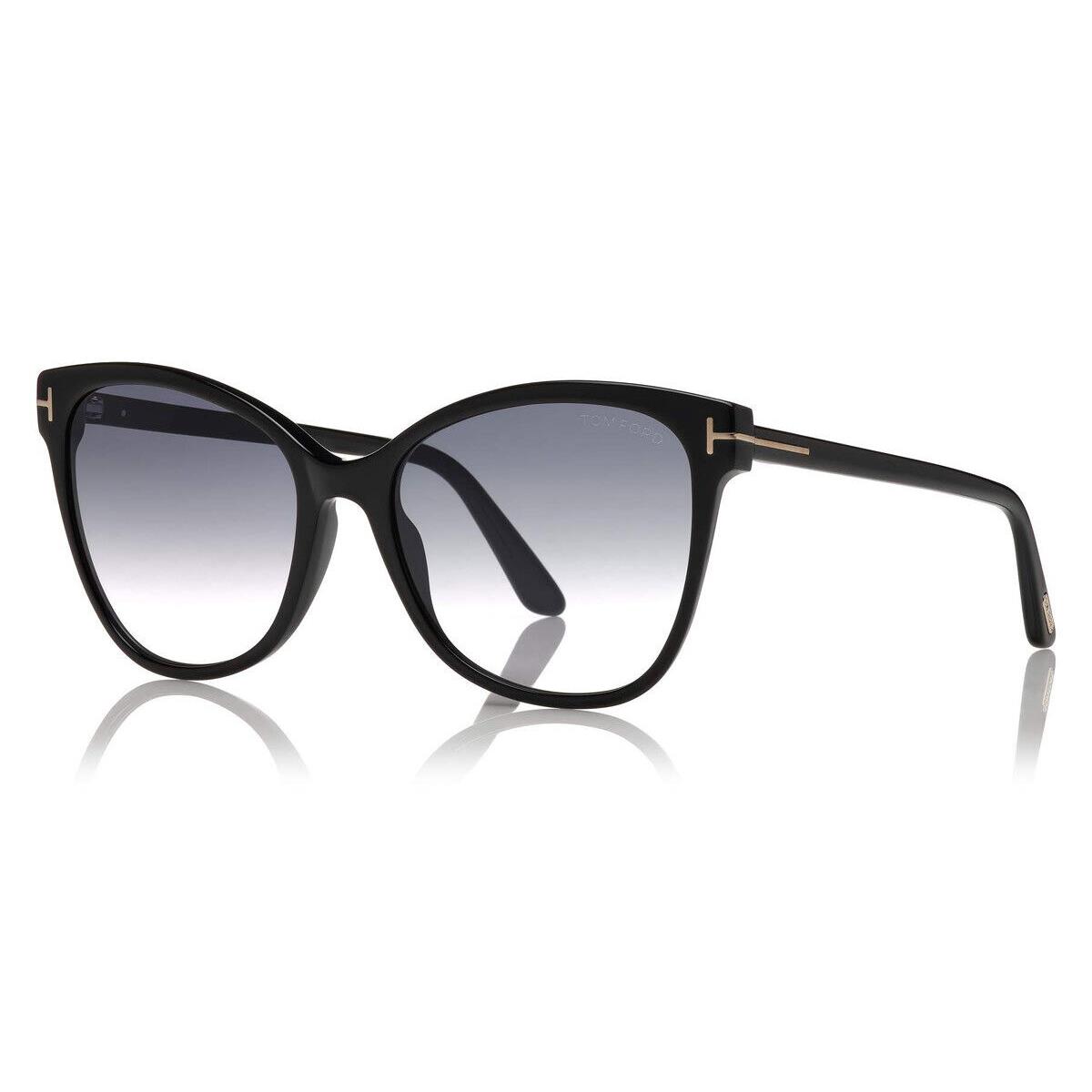 Tom Ford FT0844 Ani Sunglasses Women Shiny Black Cat Eye 58mm