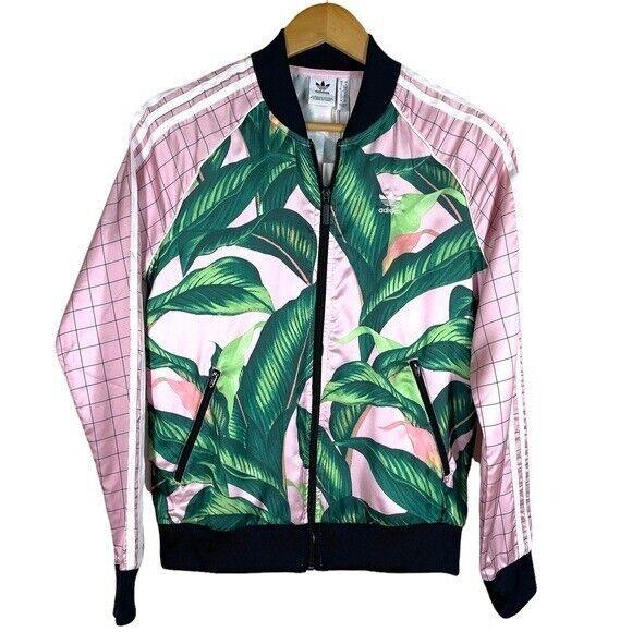 Adidas Originals Farm Rio Pink Palm Print Firebird Track Jacket S Zip Up