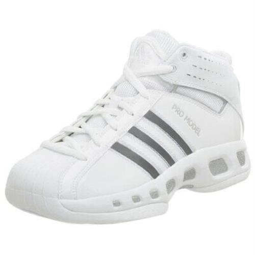 Adidas Men`s Pro Model Team Color Basketball Shoe White/white/silver